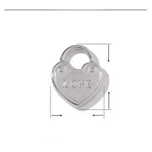 Macro view of stainless steel heart padlock pendant with LOVE engraving and 16mm size
