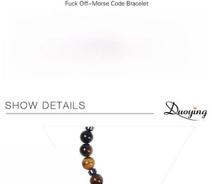 Spécifications du bracelet perles Morse 6mm avec cordon tressé réglable en détail