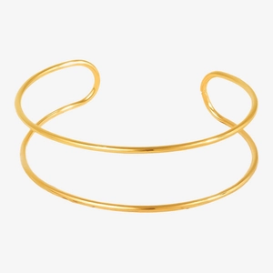 Minimalist double-layer 18k gold plated stainless steel open bangle for women