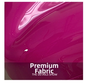 Macro shot of waterproof glossy purple acrylic box bag with hydrophobic water droplets