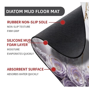 Structure détaillée du tapis absorbant en terre de diatomée au motif floral 3D