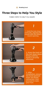 Detailed three-step guide for installing the black hair dryer diffuser attachment