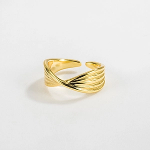 925 Sterling Silver Twisted Cross Open Ring For Women Adjustable Minimalist Geometric French Style Gold Silver Rings Jewelry