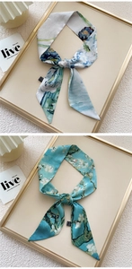 Detail of silk scarves with Van Gogh Starry Night and Almond Blossom art prints