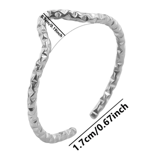 Detail view of 304 stainless steel ring showing 1.7cm diameter and 0.5cm width dimensions