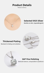 Detailed view of S925 silver necklace with 1-carat moissanite pendant and clasp