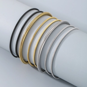 304 stainless steel snake chain bracelets in gold, silver and black finishes