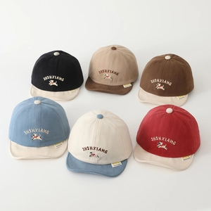 Toddler cotton soft brim baseball caps with alphabet embroidery in six assorted colors