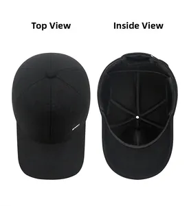 Detailed top and interior view of a thick black winter baseball cap with plush lining