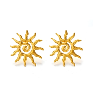Minimalistische goldene Sonnen-Ohrstecker aus Edelstahl mit elegantem Sonnenstrahl-Design
