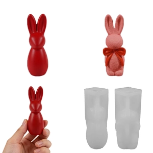 3D Kaninchen Silikonform Für Kerzenherstellung DIY Harz Seife Osterhase Mit Schleifentextur Minimalistisches Basteln