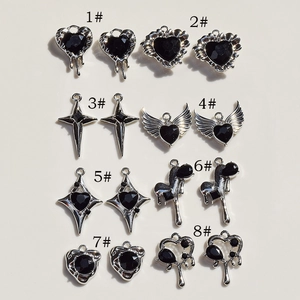 Gothic style silver alloy heart and cross pendant charms for DIY jewelry making
