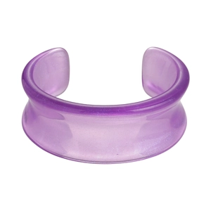 Minimalist purple resin cuff bracelet with glitter finish and irregular rounded shape