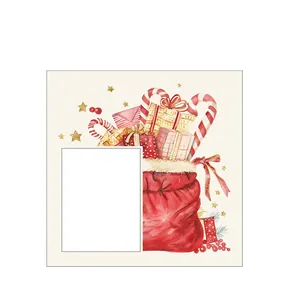 Tableau des tailles détaillé pour stickers Noël 16x16cm avec sac de cadeaux et sucre d'orge
