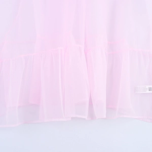 Zweiteiler aus Tweed-Weste und Organza-Rock in Rosa mit eleganten Rüschendetails