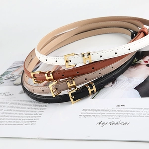 Cinture sottili da donna in pelle in quattro colori con fibbie metalliche a forma di H