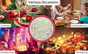 Collage of gold foil placemats for Christmas, birthday parties, and holiday gatherings