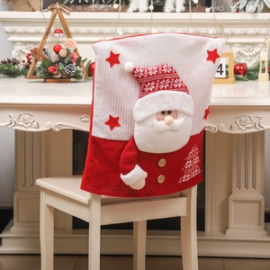 Christmas chair cover featuring 3D Santa Claus with knitted red and white fabrics