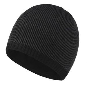 Bonnet en Tricot d'Hiver Unisexe Chaud en Polyester Côtelé pour le Ski en Plein Air Couleur Unie Couvre-Chef Thermique Adultes