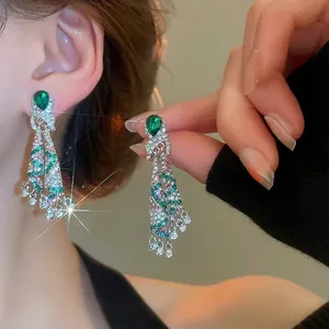 Vintage Water Drop Knot Tassel Earrings Alloy Rhinestone With 925 Sterling Silver Earring Post Luxury Jewelry For Women
