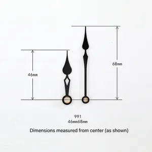 Quartz clock hands set model 991 with 46mm hour and 68mm minute black metal needles