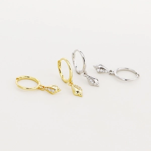 S925 silver ocean style hoop earrings with sparkling diamond shell pendants in gold and silver