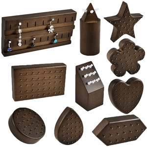 Wood Piercing Jewelry Display Stand Walnut Color Body Jewelry Holder For Belly Ring Lip Stud Photography Props