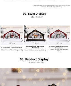 Detailed size specifications for the LED Christmas lantern with Santa and reindeer scenes