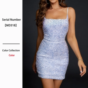 Vestito Mini Cami Con Paillettes Sexy Scollo Quadrato Schiena Scoperta Stringato Bodycon Festa Nightclub Moda Donna Brillante