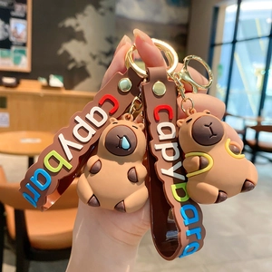 Cute Cartoon Capybara Keychain PVC Silicone Animal Waterpig Keyring For Bags Car Accessories Ornaments Gifts