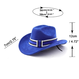 Größentabelle für blauen Cowboyhut mit 12cm Kopfhöhe und 7cm breiter Krempe Maßen