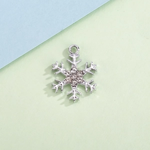 Silver snowflake pendant with clear crystals for DIY jewelry and necklaces