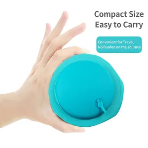 Portable blue inflatable U-shaped neck pillow for travel and outdoor aircraft use