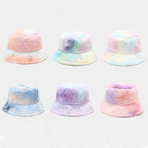 Bobs en peluche tie-dye aux couleurs variées avec fausse fourrure épaisse pour l'hiver