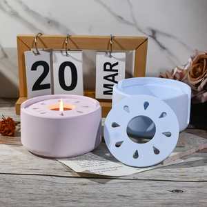 Rundes Kerzenglas-Set in Morandi-Farben mit hohlem Deckel für die Aromatherapie