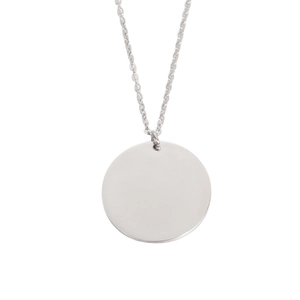 Polished stainless steel round disc pendant necklace for custom engraving DIY