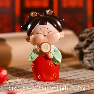 Close-up of Tang Dynasty style lady figurine with dimensions 5x4.2x8cm and 105g weight