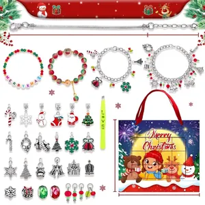 Detailed size chart for Christmas DIY bracelet set with beads and holiday pendants