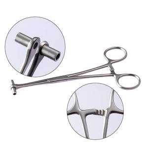 Pinza per piercing in acciaio inossidabile con punta cilindrica e meccanismo di blocco