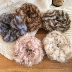 Elastici Per Capelli In Peluche Ecopelliccia Morbidi Righe Elegante Coda Di Cavallo Autunno Inverno Accessori Donne