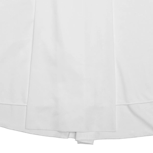 Detailed close-up showing the neat stitching and premium fabric texture of the white dress