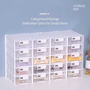 20-drawer white storage cabinet with transparent compartments for small DIY parts and jewelry