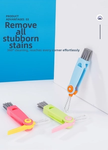 3-in-1 multifunctional cleaning brush set with 180 degree folding for bottle caps and gaps