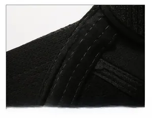 Macro shot of reinforced stitching and wide sweatband lining on this warm winter hat