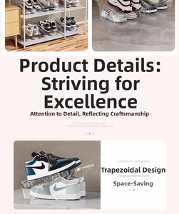Close-up of double-layer transparent shoe rack with space-saving ladder structure