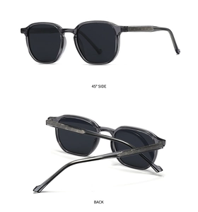 Detail view of polarized sunglasses with embossed geometric patterns at 45 degree angle