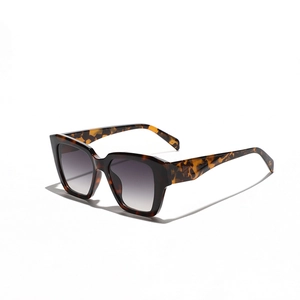 Fashionable oversized square tortoise shell sunglasses with grey gradient lenses for adults