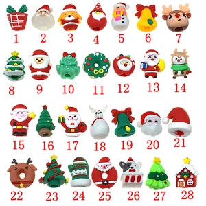 Set of 28 3D Christmas silicone pencil toppers featuring Santa, elk, and snowman motifs