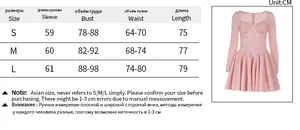 Detailed size chart for long sleeve autumn dress with diamond neckline and lace trim