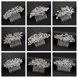 Set pettini per capelli sposa argento con strass scintillanti e motivi floreali